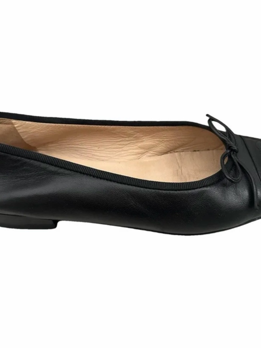 Channel Black Leather Ballet Flat